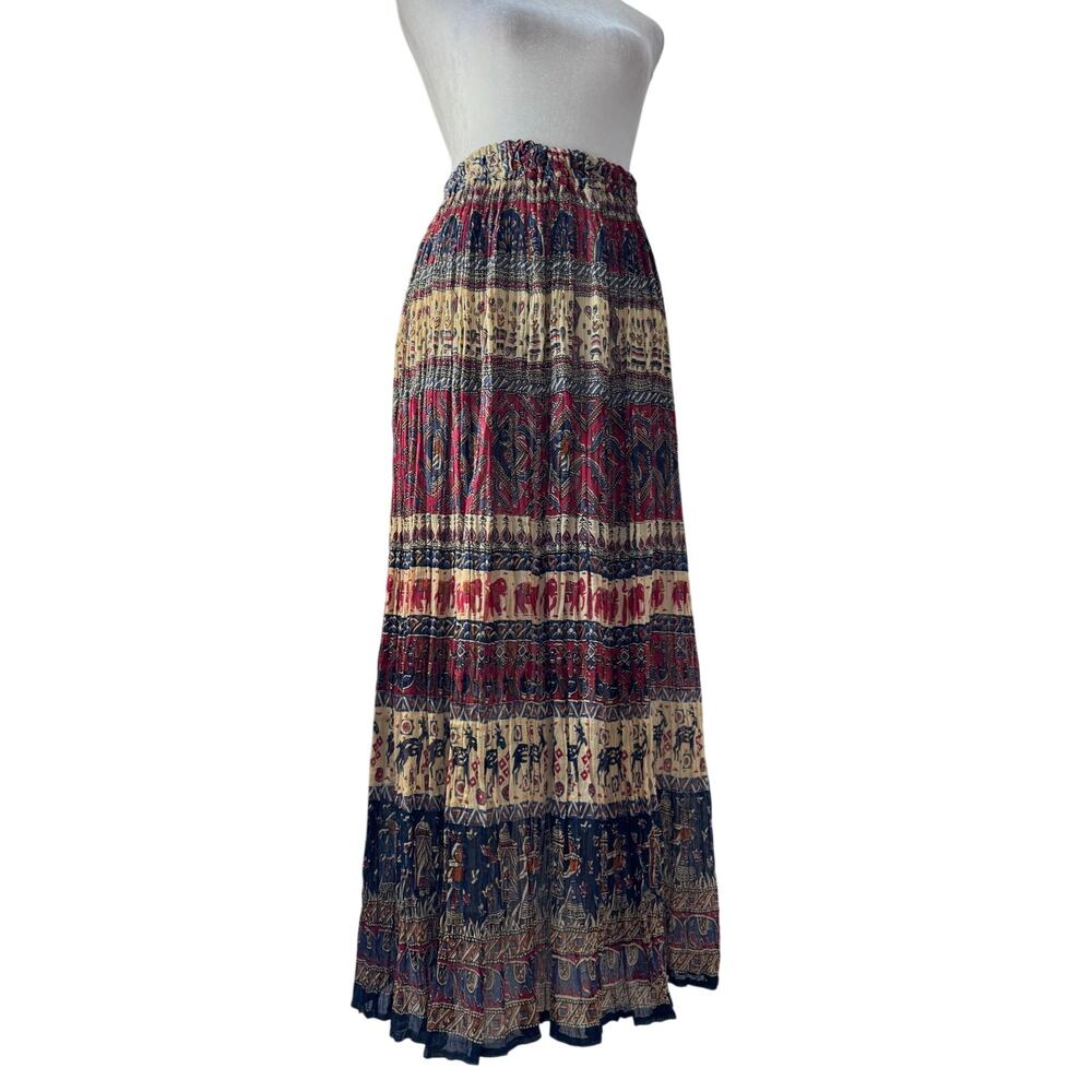 Indian Elephant + Antelope Elastic Waist Maxi Skirt